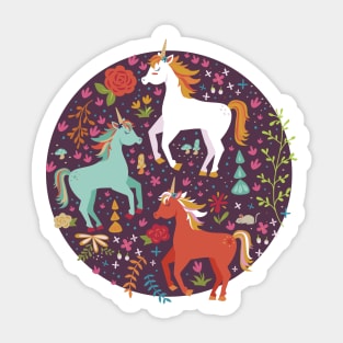 Unicorn Pattern on Mulberry Sticker